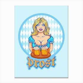 Girl With Beer Mugs for Oktoberfest Canvas Print