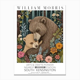 William Morris Print Mamma Bear Flowers Valentines Mothers Day Gift Botanical Canvas Print