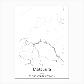 Matsuura,Japan Minimalist Map Leinwandbilder