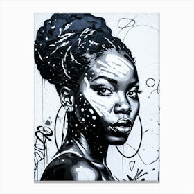 Graffiti Mural Of Beautiful Black Woman 128 Canvas Print