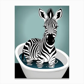 Baby Zebra In A Bath Tub Photo Realistic Flat Art Solid Back Ground Hand Drawn Full Zebra Portr 105354355 1 Canvas Print