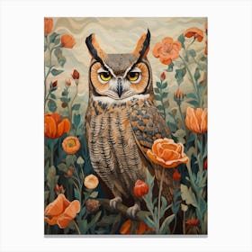Great Horned Owl 4 Detailed Bird Painting Canvas Print
