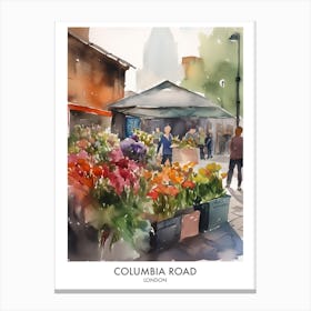 Columbia Road London Watercolour Travel Poster 2 Canvas Print