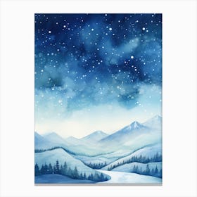 Winter Landscape Watercolor Painting Canvas Print