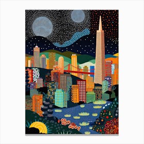 San Francisco, Illustration In The Style Of Pop Art 2 Canvas Print