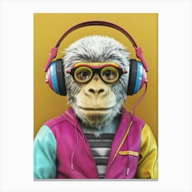 Monkey With Headphones 5 Canvas Print