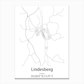 Lindesberg,Sweden Minimalist Map Canvas Print