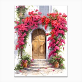 Amalfi, Italy   Mediterranean Doors Watercolour Painting 5 Canvas Print