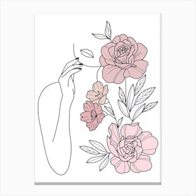 Portrait Of A Woman With Flowers Canvas Print