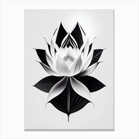 American Lotus Black And White Geometric 3 Canvas Print