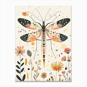 Colourful Insect Illustration Lacewing 11 Canvas Print