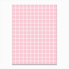 Pink And White Grid Pattern Canvas Print