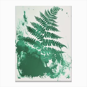 Green Ink Painting Of A Giant Chain Fern 4 Canvas Print