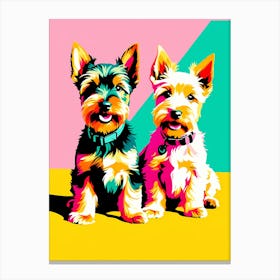 Scottish Terrier Pups, This Contemporary art brings POP Art and Flat Vector Art Together, Colorful Art, Animal Art, Home Decor, Kids Room Decor, Puppy Bank - 98th Canvas Print