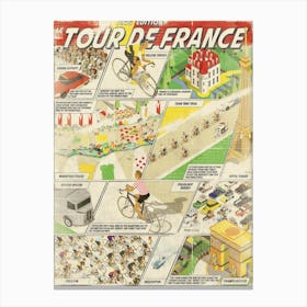 Tour De France Comic Book Style Canvas Print
