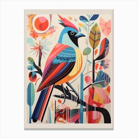 Colourful Scandi Bird Northern Cardinal 1 Canvas Print