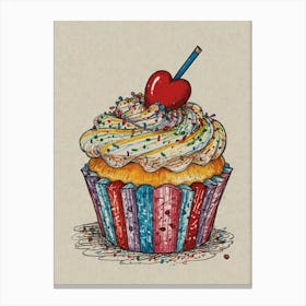 Cupcake With Heart 1 Canvas Print