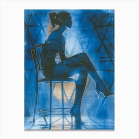 Silhouette of a Beautiful Woman Sitting Canvas Print