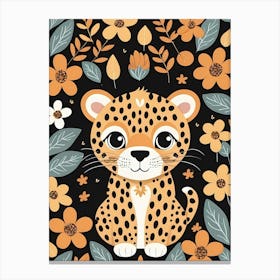 Floral Cute Baby Leopard Nursery (24) Canvas Print