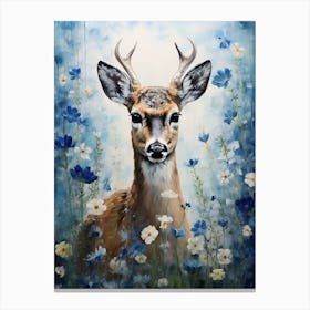 Deer In Flowers 1 Canvas Print