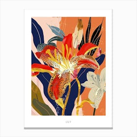 Colourful Flower Illustration Poster Lily 2 Canvas Print