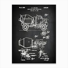 Concrete Mixer Truck Patent Concrete Mixer Blueprint Construction Truck Decor Concrete Truck Art Construction Art Poster Cc9351 Canvas Print