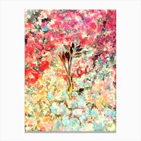 Impressionist Autumn Crocus Botanical Painting in Blush Pink and Gold 1 Canvas Print