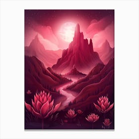 Lotus Flower Landscape Canvas Print