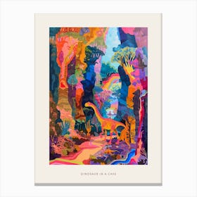 Dinosaur In The Colourful Cave Painting 1 Poster Canvas Print