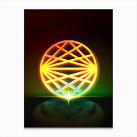 Neon Geometric Glyph in Watermelon Green and Red on Black n.0430 Canvas Print