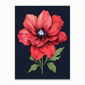 Red Anemone Flower Canvas Print