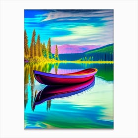 Canoe On Lake Water Waterscape Pop Art Photography 1 Canvas Print