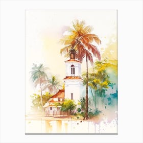 Trancoso Brazil Watercolour Pastel Tropical Destination Canvas Print