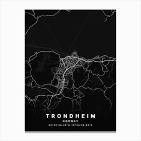 Trondheim Norway Black Map Canvas Print