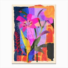 Cyclamen 2 Neon Flower Collage Canvas Print