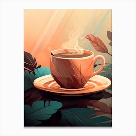 Coffee Cup With Leaves 3 Canvas Print