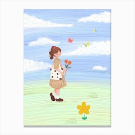 Little Girl With Flowers van gogh wall art Canvas Print