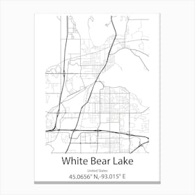 White,United States Minimalist Map Stampe su tela