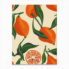Citrus Fruit On A Branch Pattern 1 Canvas Print