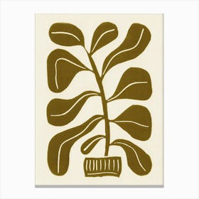 Linocut Houseplant 2 Canvas Print