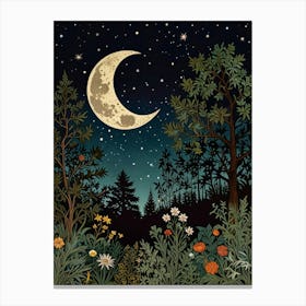 Night In The Woods Style William Morris 1 Art Print 2 Canvas Print