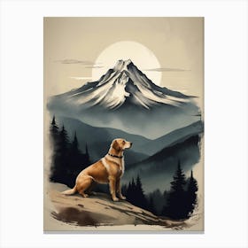 Golden Retriever In The Mountains Canvas Print