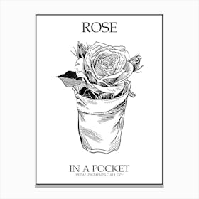 Rose In A Pocket Line Drawing 2 Poster Canvas Print