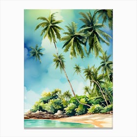 Watercolor Tropical Beach Canvas Print