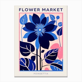 Blue Flower Market Poster Poinsettia Canvas Print