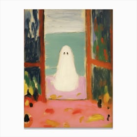 Open Window With A Ghost, Matisse Style, Spooky Halloween 2 Canvas Print