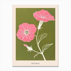 Pink & Green Petunia 2 Flower Poster Canvas Print