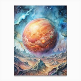 A Design Of An Exoplanet With Glowing Alien Like T (1) Canvas Print