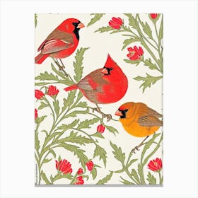 Northern Cardinal William Morris Style Bird Canvas Print