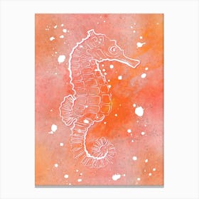 Orange Seahorse Canvas Print